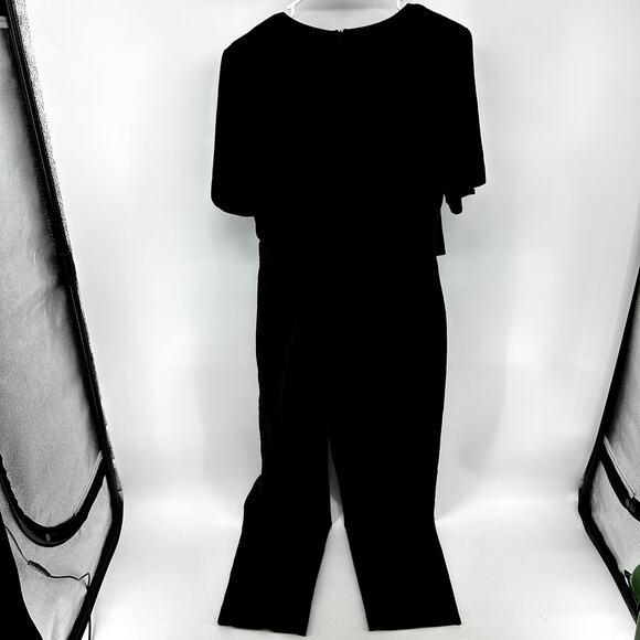 Jasper Conran Jumpsuit Short Sleeve Wrap V-Neck Straight Leg Black 16 NWT - Picture 5 of 5
